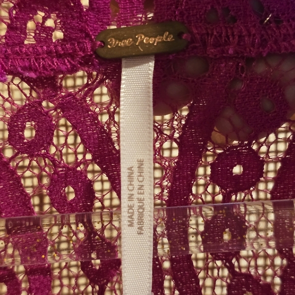 Free People Lined Magenta Lace Dress Size Small NWT - Picture 5 of 6